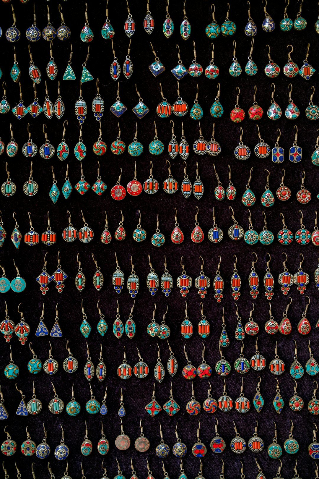 artisan earrings on display